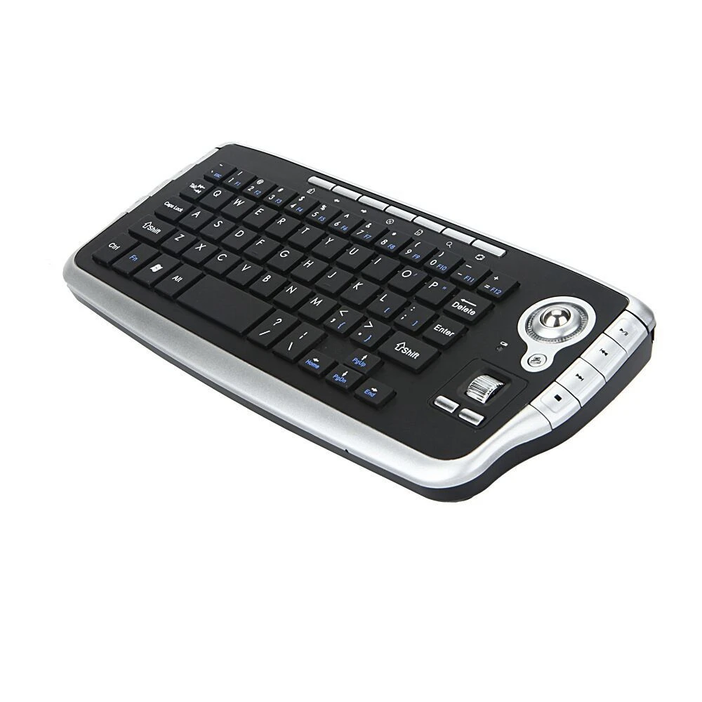 Wireless Keyboard with Trackball,2.4G Mini Keyboard Multi-Media Functional Trackball Air Mouse for Smart TV / PC-Silver