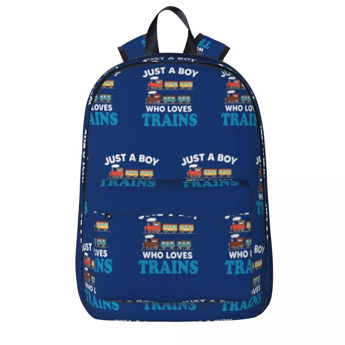 Birthday Kids Just A Boy Who Loves Trains Funny Design Kids Backpacks Student Book bag Shoulder Bag Travel Rucksack School Bag