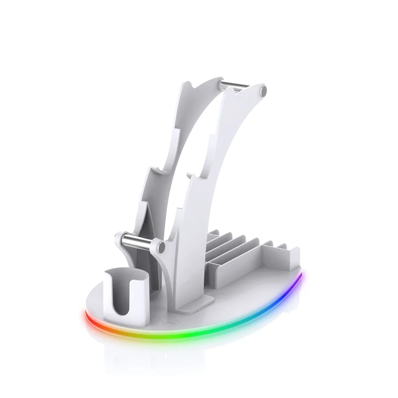 Reliable-For PS5 Desktop Storage Stand Controller Stand With RGB Lights Headphone/Handle/Remote/Disc Desktop Storage Stand White