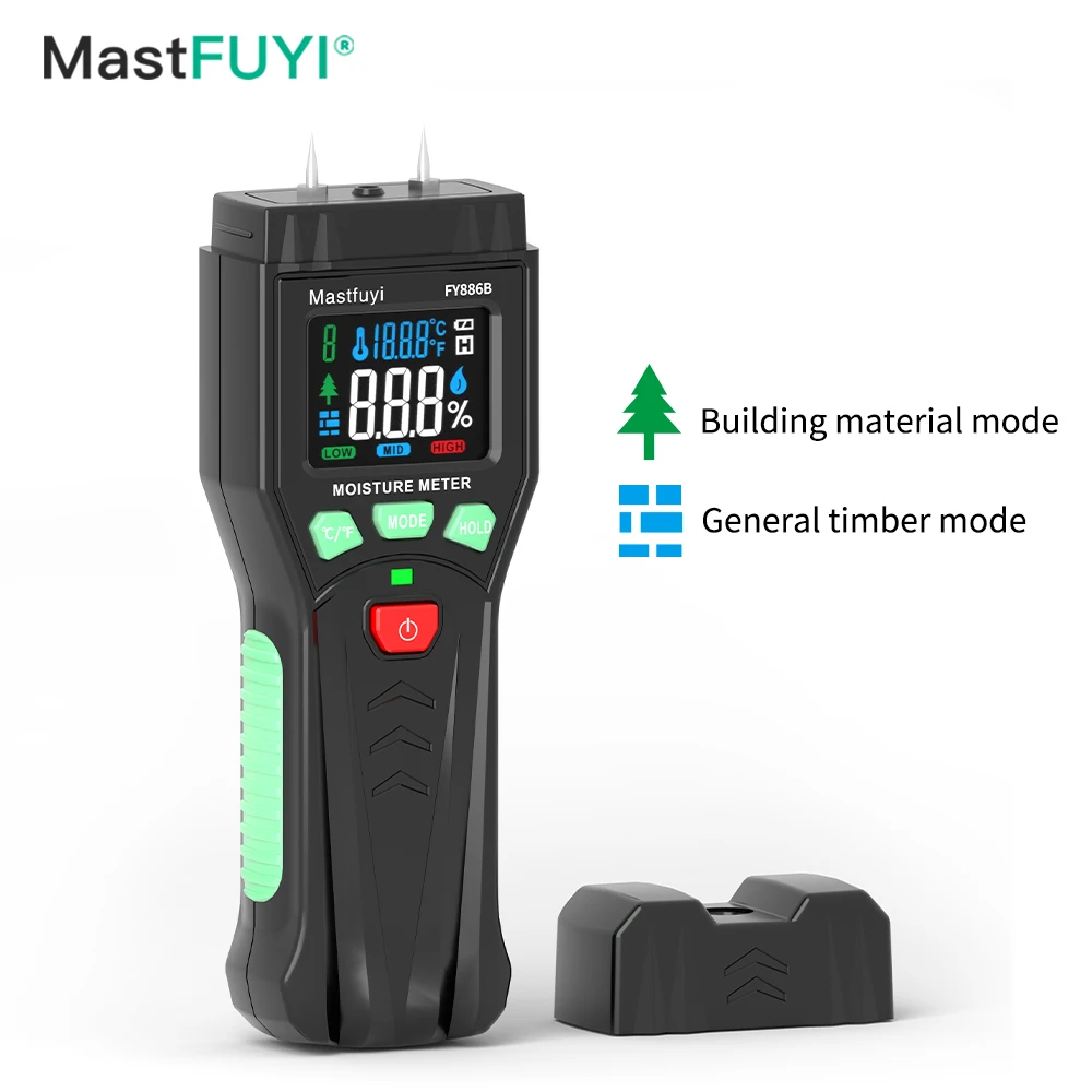 

MASTFUYI Digital Moisture Meter, Pin Type, Detects Leaks, Damp and Moisture in Wood, Walls, Ceilings, Carpet and Firewood