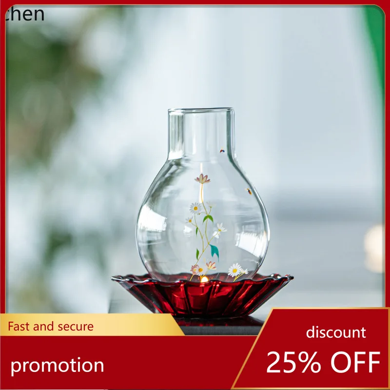 

Zml windproof glass candle holder cover ornament restaurant table atmosphere decoration accessories aromatherapy candle holder