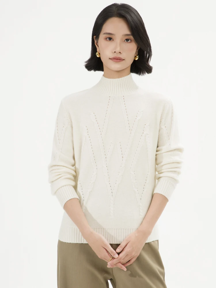 

Women Autumn Winter pullover Sweater 100% Cashmere High Quality Mock Neck Long Sleeve Thick Warm New Fashion