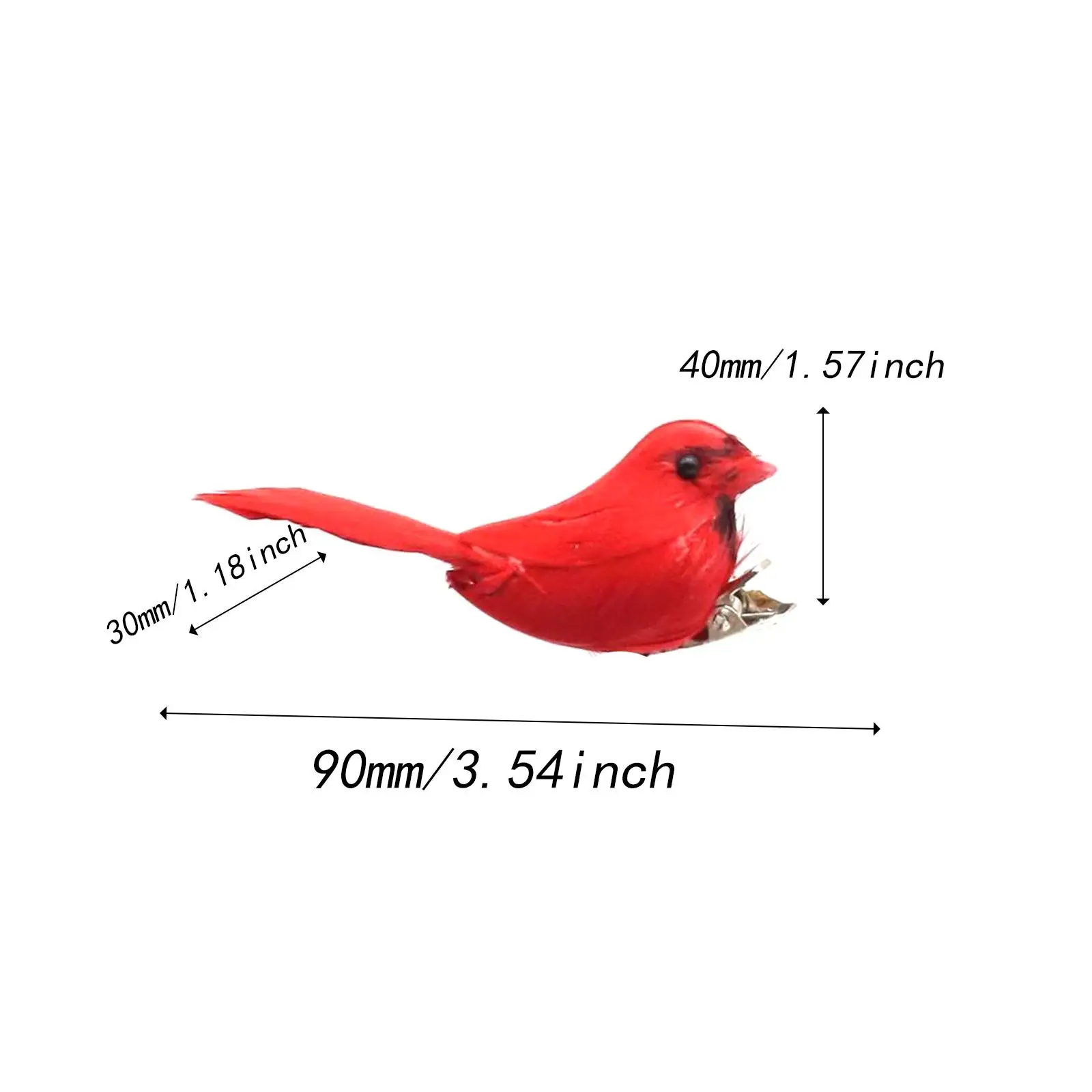 Plastic Simulation Bird Ornaments Red Feathered Clip on Bird Decoration for Indoor Outdoor Balcony Garden Seasonal Decor