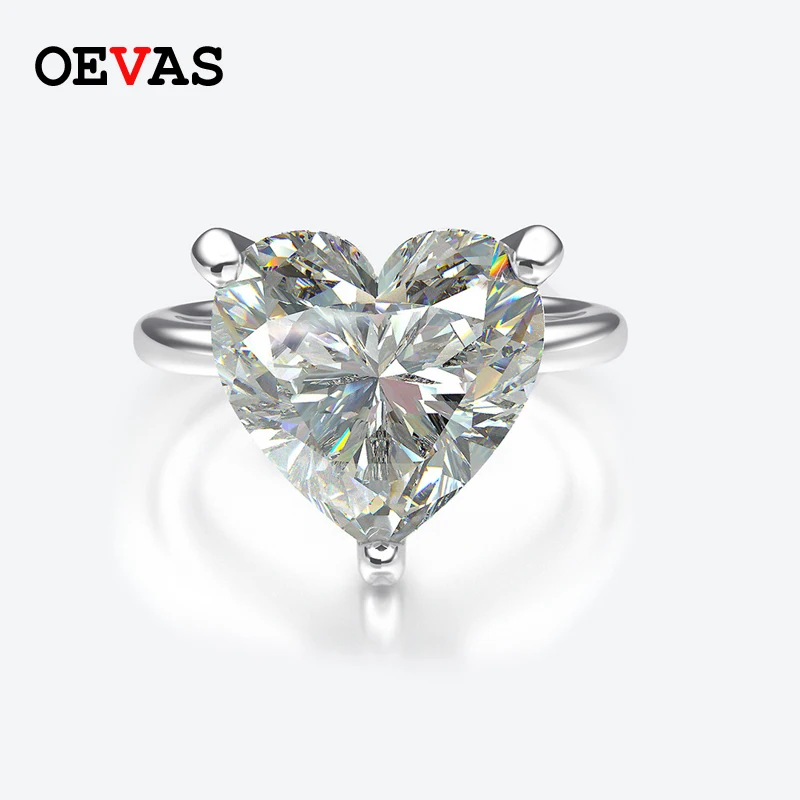 

OEVAS 4 Carat D Color 10*10mm Heart Moissanite Engagement Rings For Women 100% 925 Sterling Silver Wedding Party Fine Jewelry