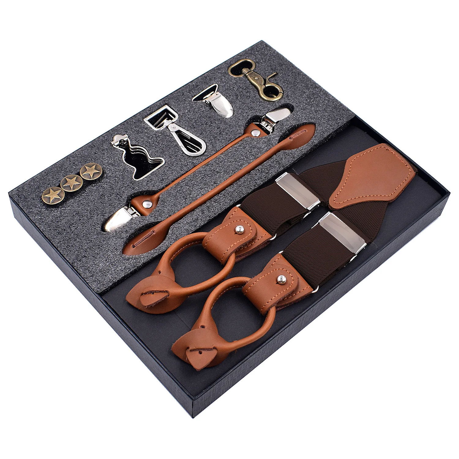 Multi Type DIY Suspenders for Men Elastic Adjustable Suspensors Trouser Braces Strap Leather Casual Suspensorios Gift Box Pack