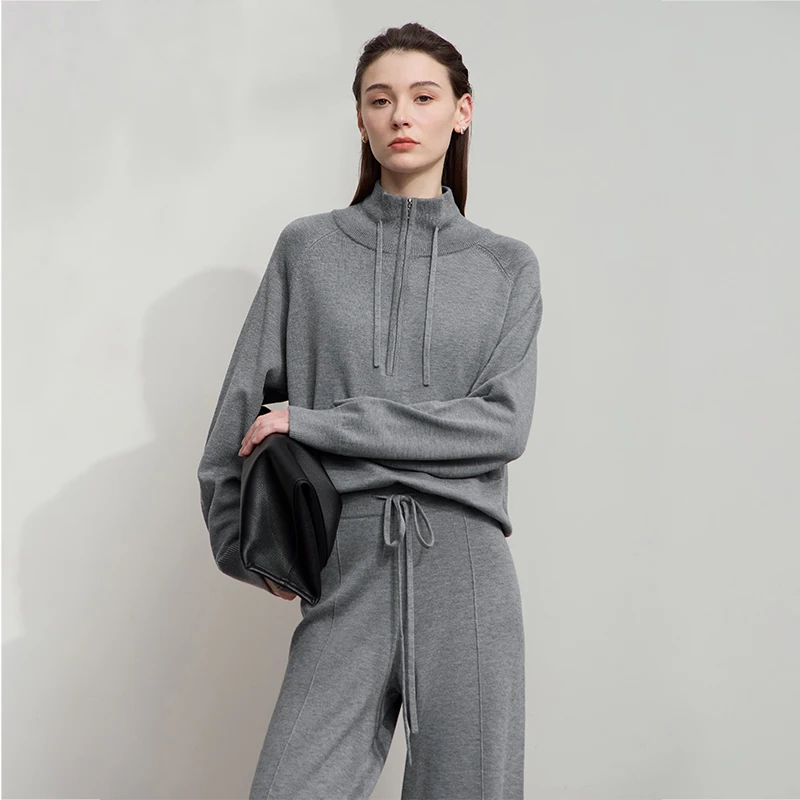 Sweter damski AMII, nowość na jesień 2025, gładki, uniwersalny top, damski golf, swobodny pulower z długim rękawem, odzież damska 12523004