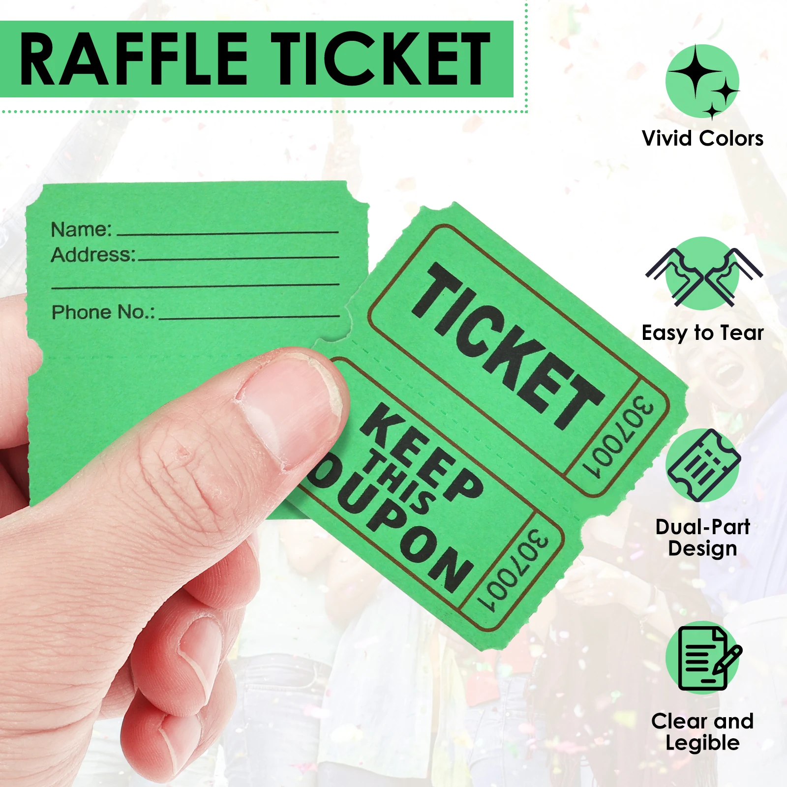 2/6 Rolls Colorful Tearable Raffle Tickets Double Rolls Admission Ticket Game Ticket For Events Carnivals Entry Class Reward view 3