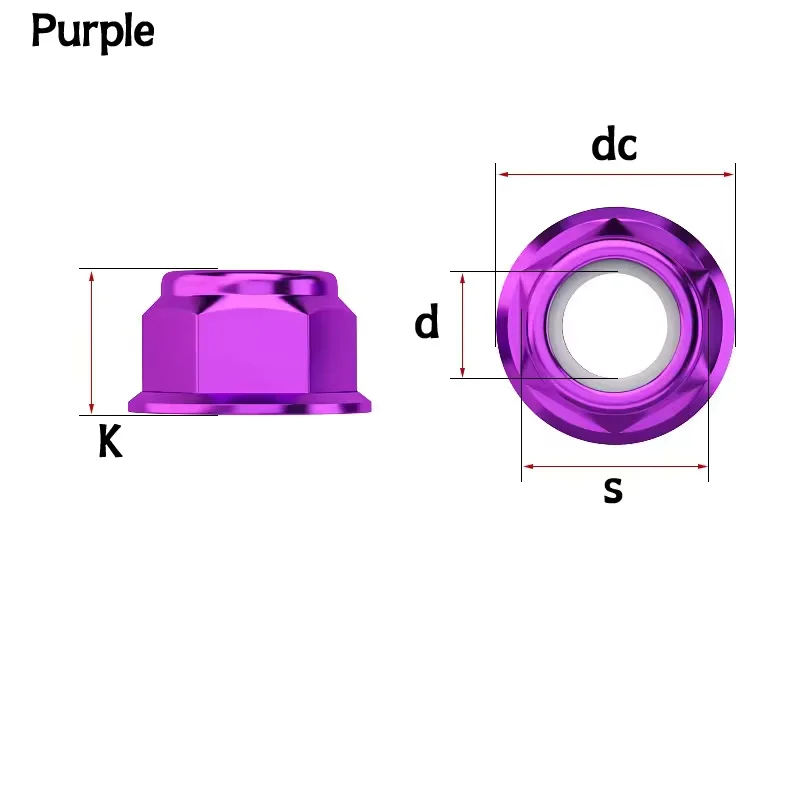 Aluminiumlegierung Flansch-Sicherungsmutter M2M2.5M3M4M5M6M8 Eloxierte Farbige Nylon-Einsatz Selbstsichernde Lockmuttern für RC FPV Racing Drohnen