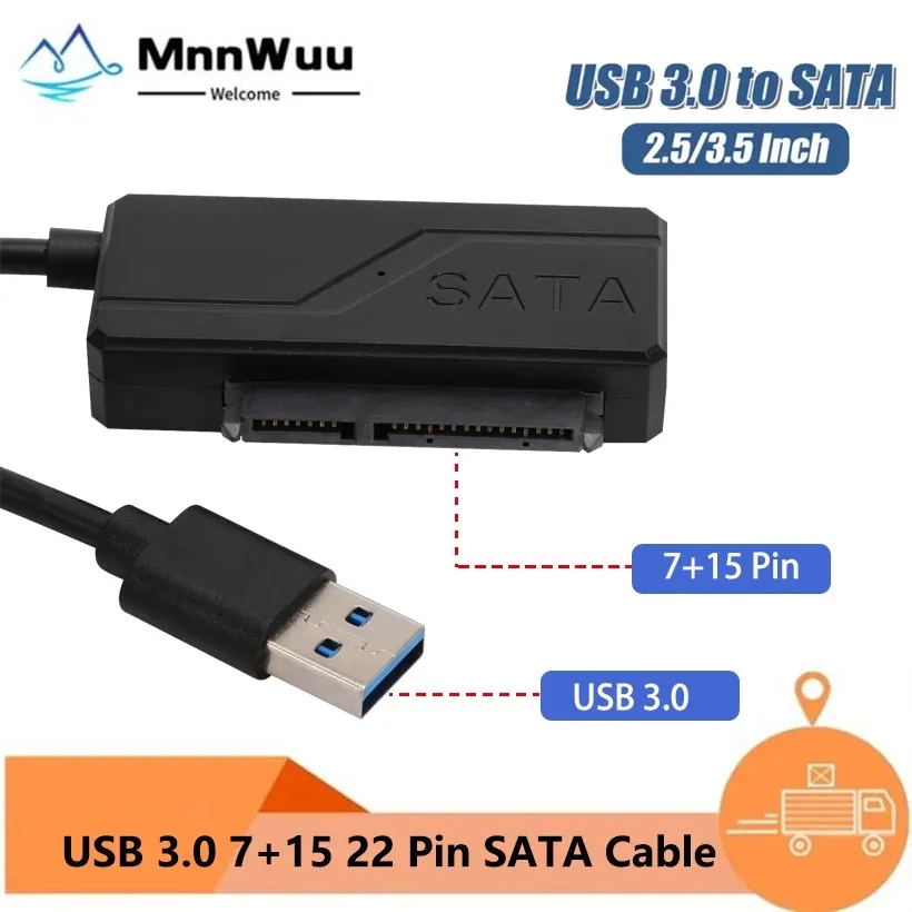 

MnnWuu SATA to USB 3.0 Adapter USB to SATA Cable 5Gbps High Speed Data Transmission For 2.5 Inch HDD Hard Drive SATA Adapter