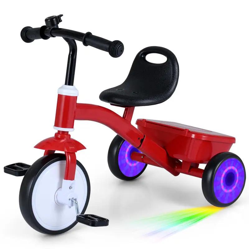 

Toddler Tricycle with Glowing Wheels and 4-Level Adjustable Seat