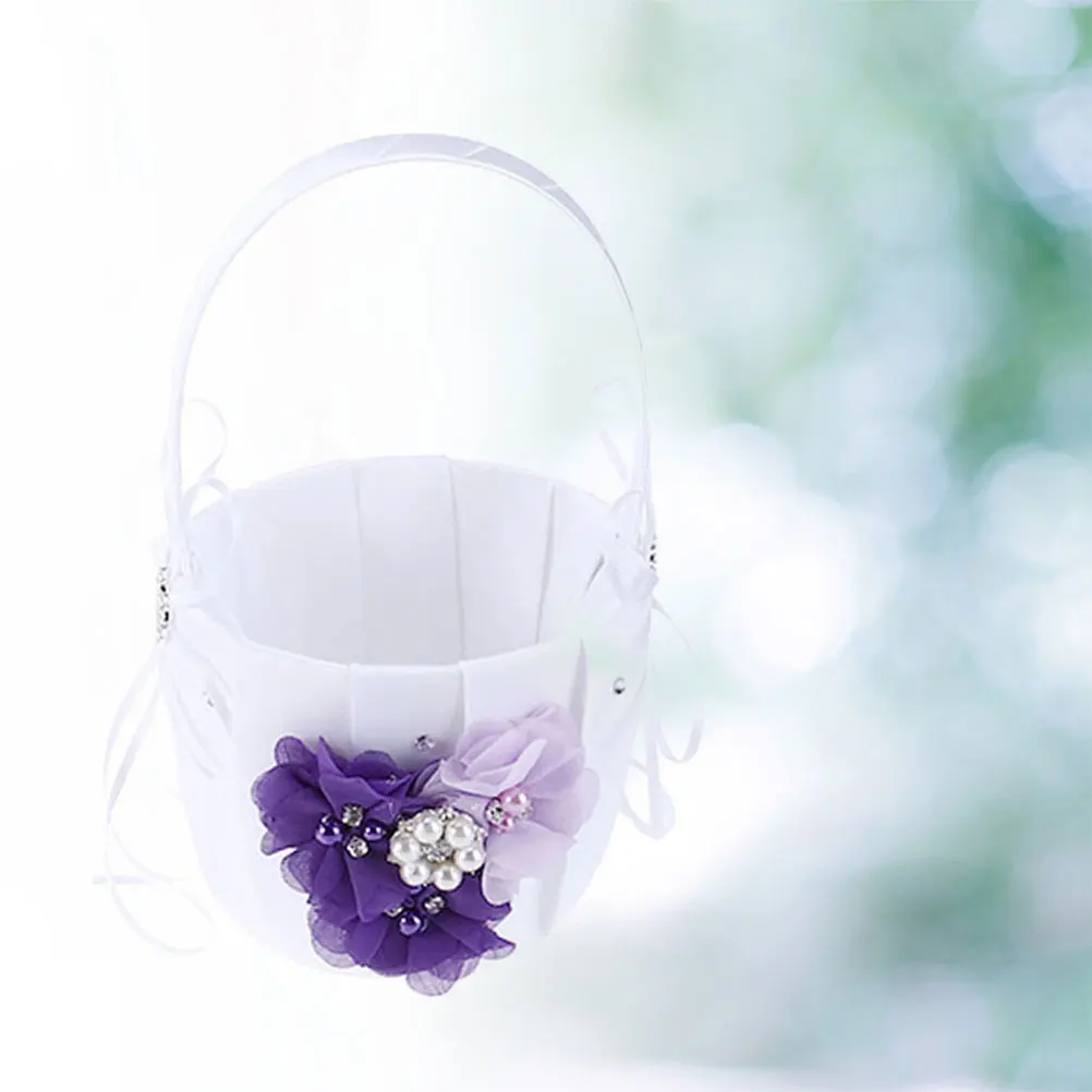 

1pcs Wedding Flower For Bride Beautiful Basket Flower Girl Rose Petals Holder Ceremony Decoration Gift Storage Basket For Party