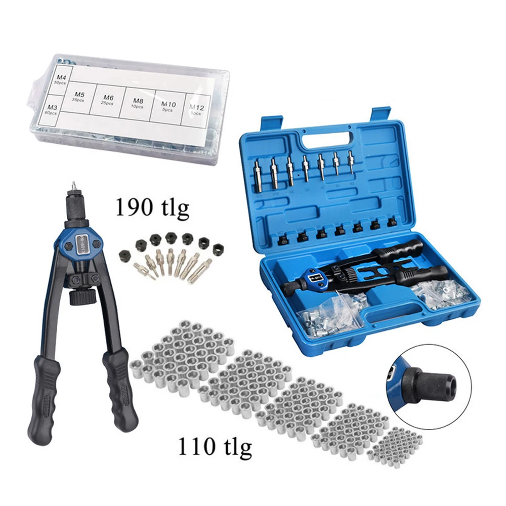 Kit di rivettatura manuale a risparmio di manodopera da 110 pezzi Set di strumenti di rivettatura professionale per rivetti manuali di alta qualità