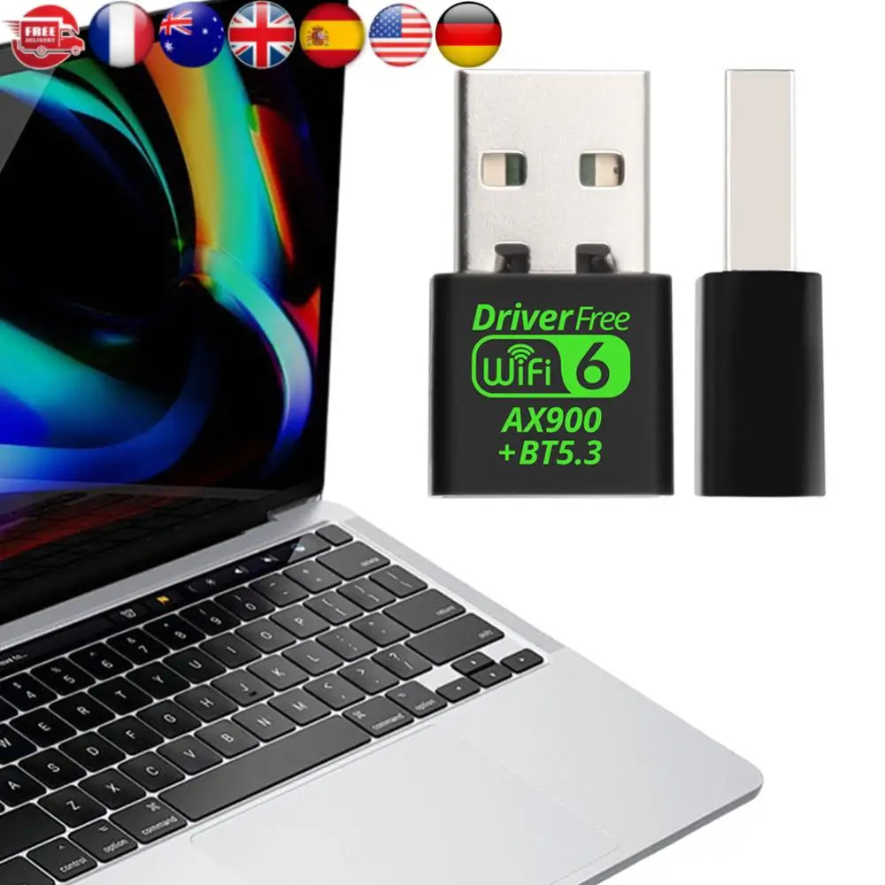 

USB WiFi 6 Bluetooth-совместимый адаптер 5.3, ключ 2 в 1, 900 Мбит/с, беспроводной сетевой приемник, двухдиапазонный драйвер 2,4/5,8 ГГц, бесплатно