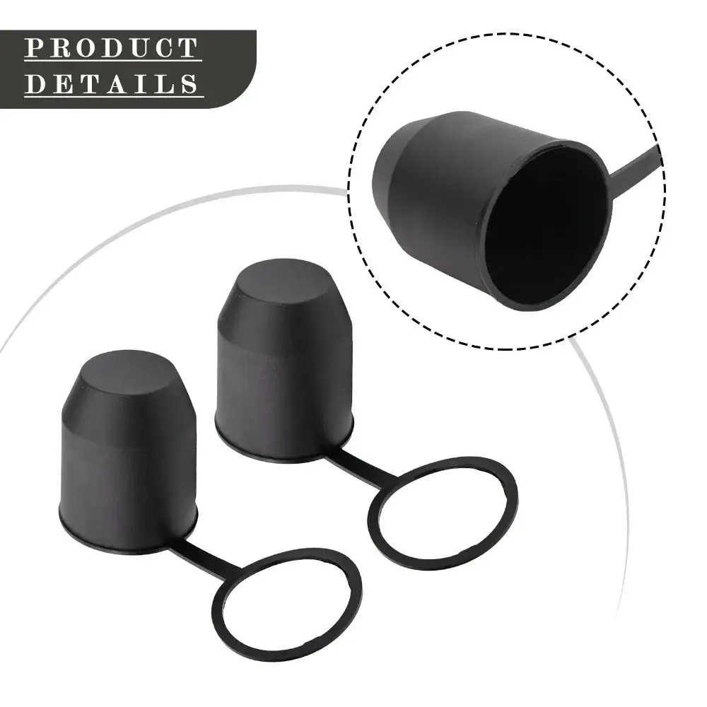 2Pcs/Set Universal Plastic Trailer Hitch Ball Cover Black Hitch Cover Tow Bar Ball Cover Tow Bar Hitch Protection Auto Towing