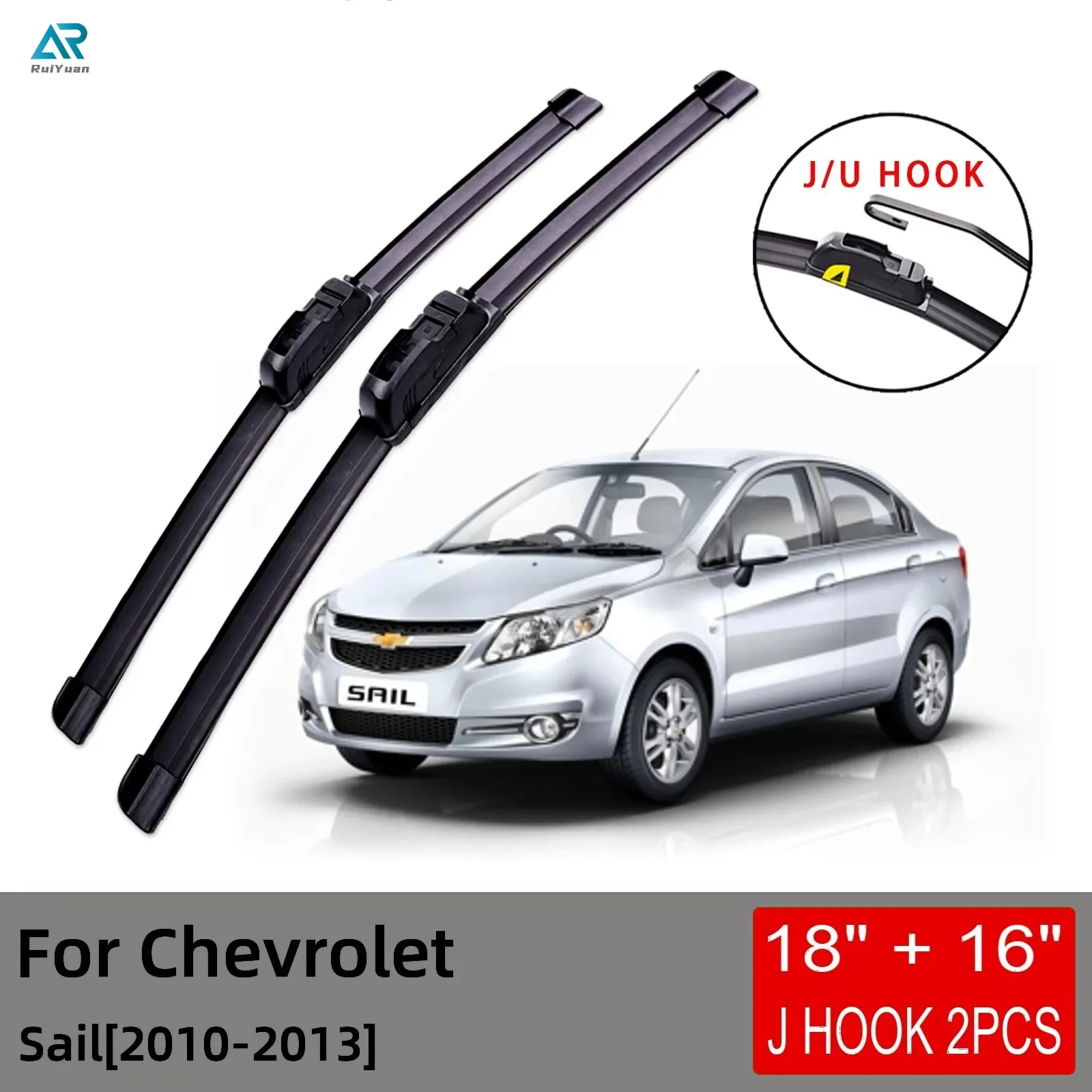 

For Chevrolet Sail 2010 2011 2012 2013 Front Wiper Blades Brushes Cutter Accessories U J Hook