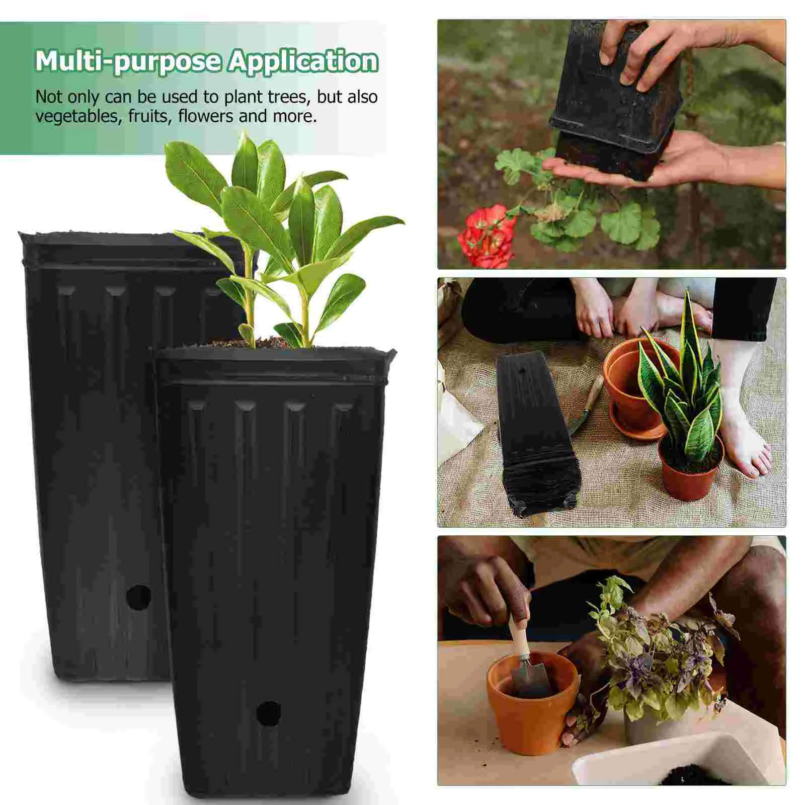 30 Pcs Tiestos Para Exterior Tall Seedling Pot Black Planter Flower Growing Cup Garden Supply