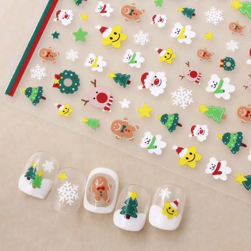 Cartoon Kat Sneeuwvlok Kerst Nail Art Nail Art Decoraties Draagt Nagel Stickers Cartoon Nail Stickers Kerst Nail