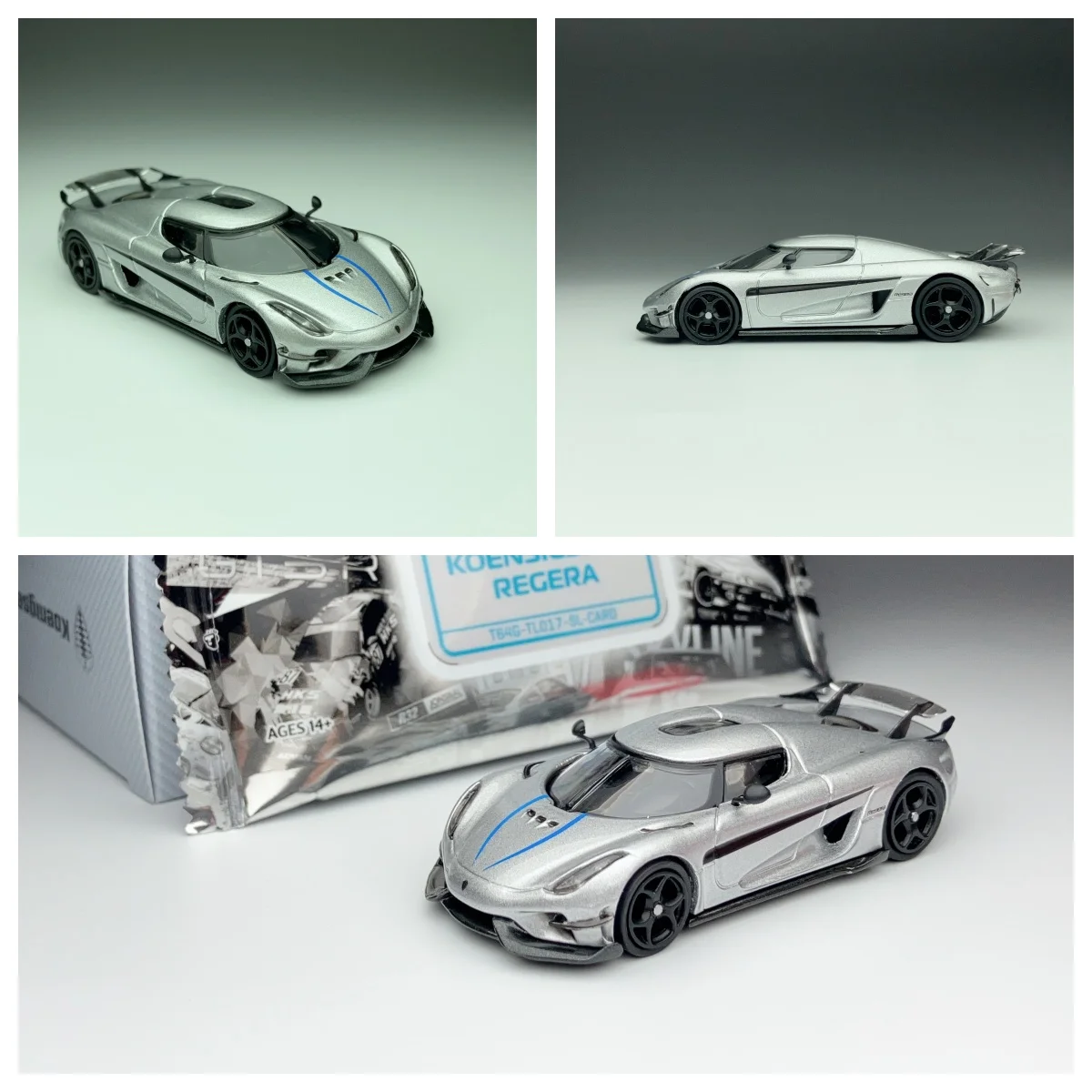 

Модель автомобиля Tarmac Works 1/64 Regera Silver Super Car, лимитированная серия, из сплава