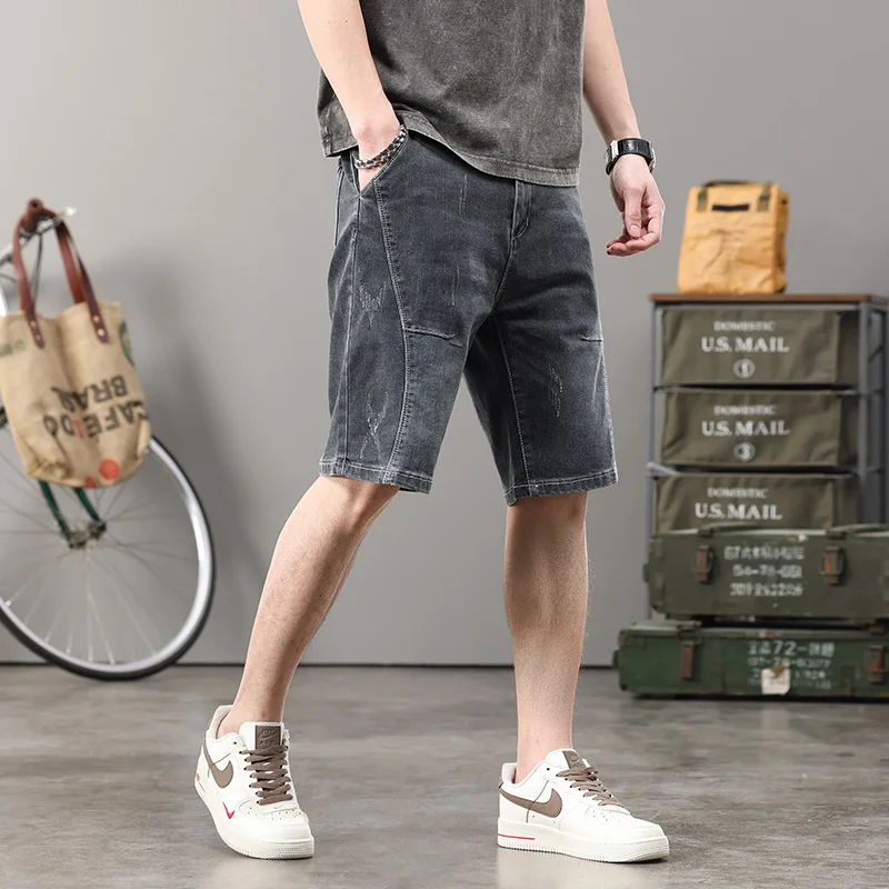 

Новые летние мужские джинсовые шорты 2026 года, тонкие, повседневные, свободного кроя, большие размеры 28-44
