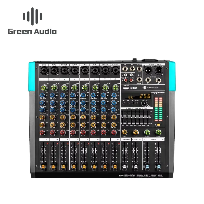 GAX-PA8 Professional 8 Channel Mixing Console for Stage Performance DJ Audio Mixer 256DSP Effect