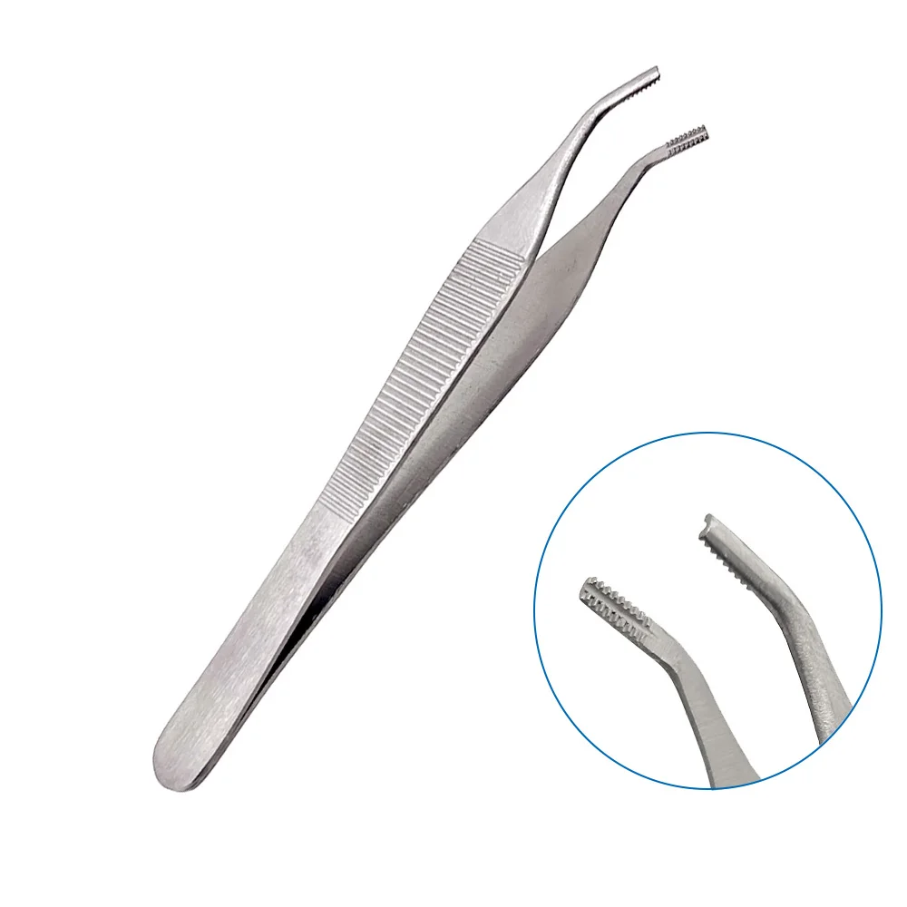 3 PCS Stainless Steel Surgical Forceps 12cm with Teeth for Cartilage Fat Tissue Handling Medical Instrument Set