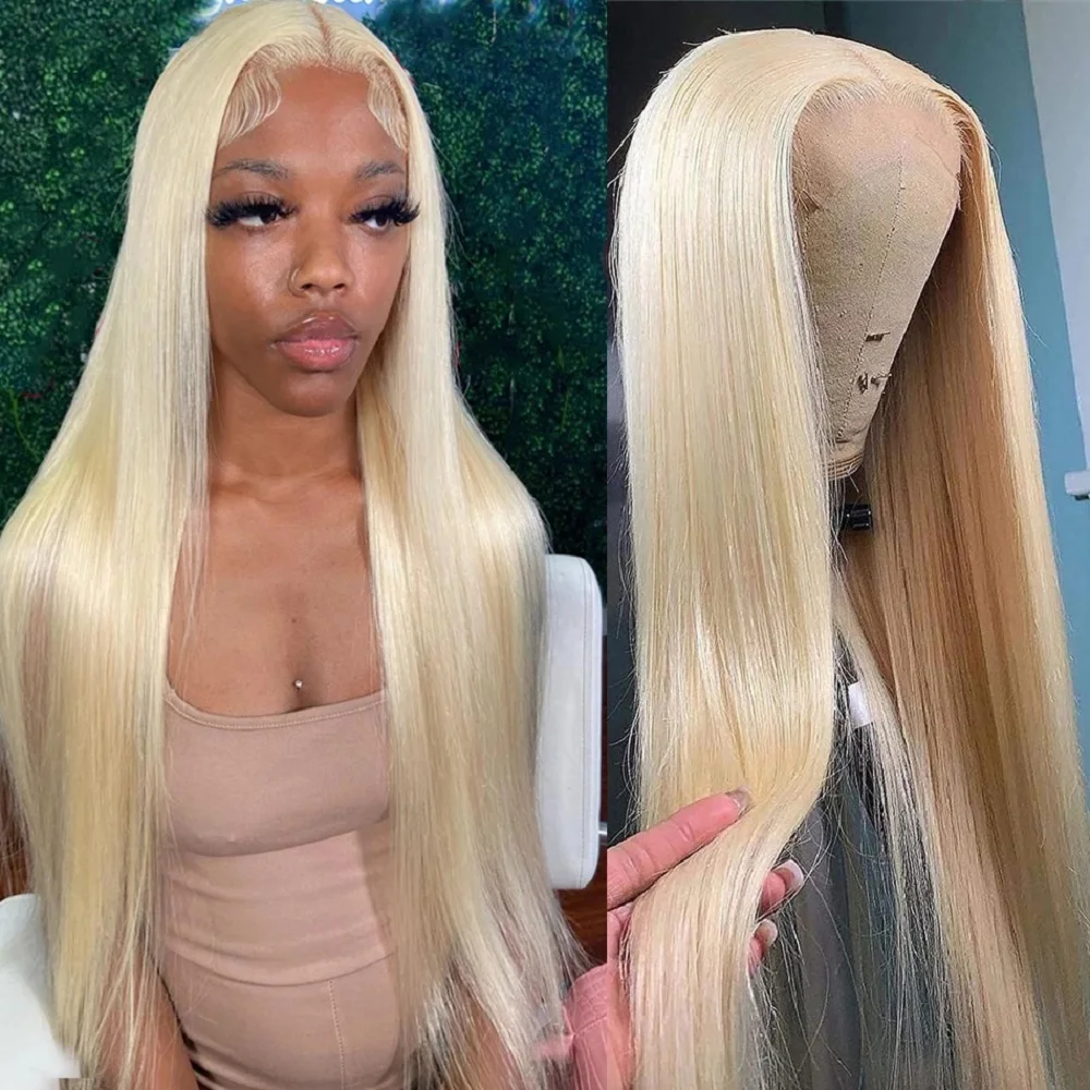 Ueenly 613 Blonde Lace Front Wig Straight Human Hair Wigs For Women 13x6 HD Transparent Lace Frontal Wig Remy Hair