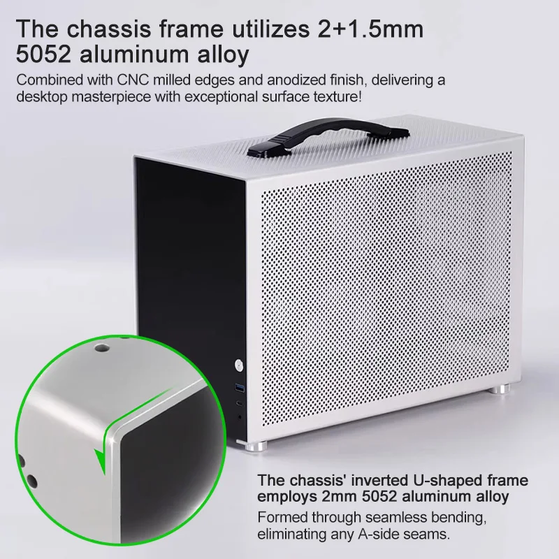 Portable Aluminum Light Mini ITX Case Removable Inner Frame ATX PSU 140mm Support 280mm 240mm AIO for compact builds