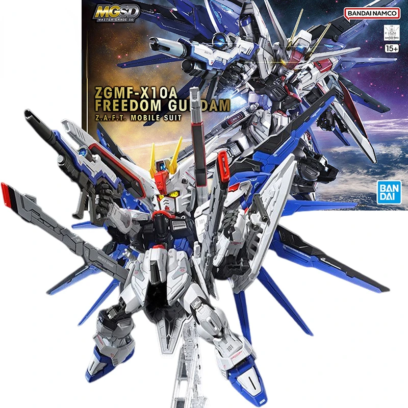 BANDAI Original Genuine MGSD ZGMF-X10A FREEDOM GUNDAM MOBILE SUIT SEED PVC Anime Action Figures Model Assemble Collection Toy