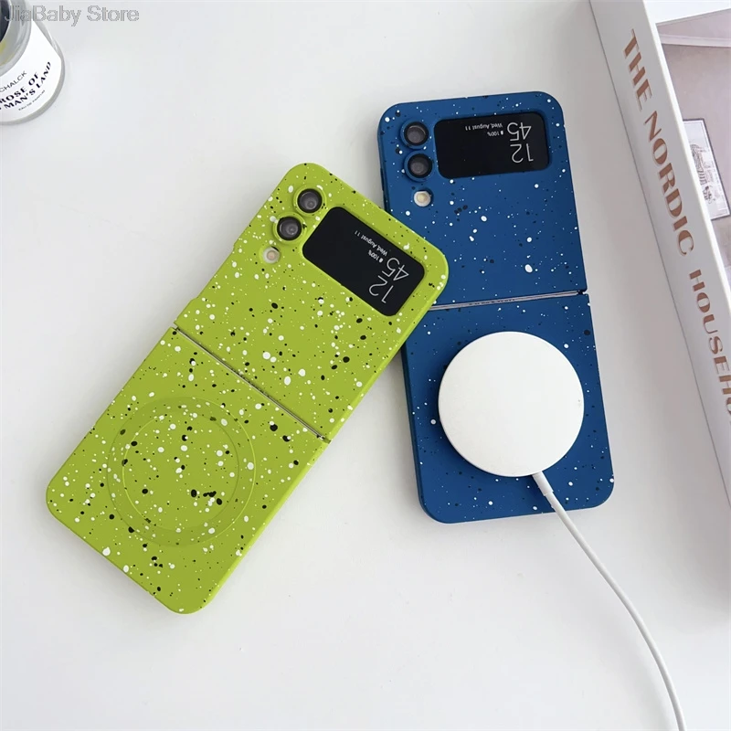 Soft Glitter Liquid Magnetic Full Coverage Jellewed Phone Case For Samsung Z Flip 3 4 5 For Magsafe Wireless Charge Cover