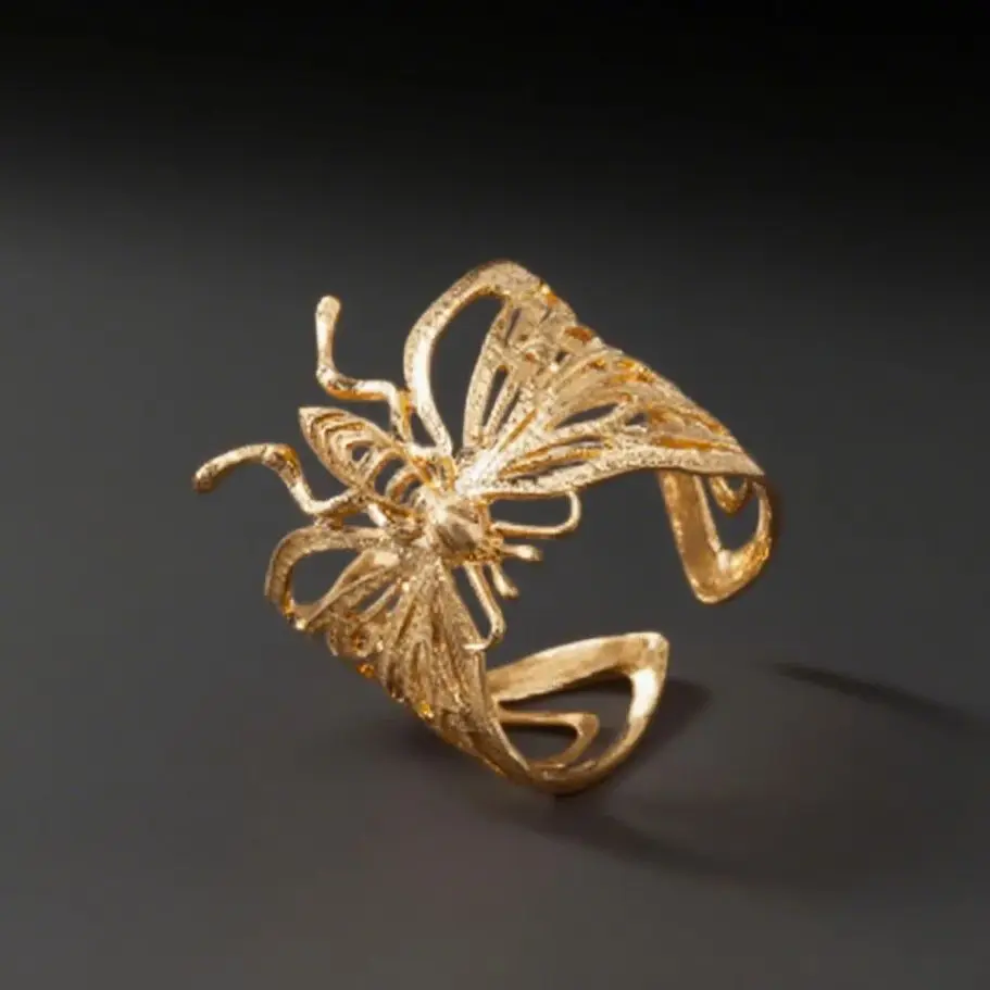 Luxurious Retro Gold-Plated Women's Bracelet New Fashionable Hollow Butterfly Design Alloy Evening Accessory with Free Shipping