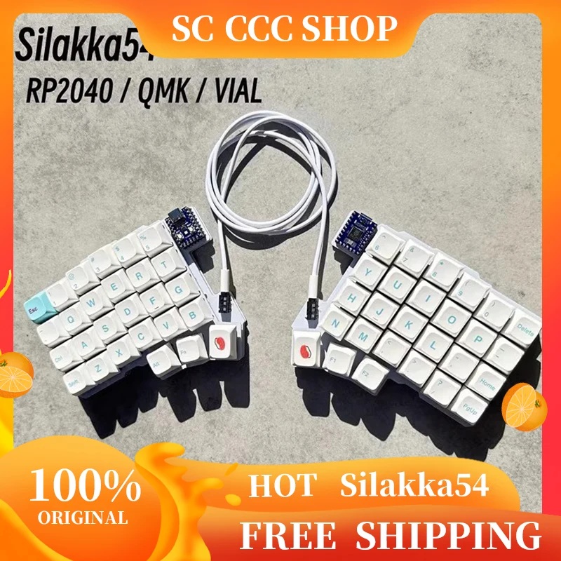 

Silakka54 Сплит-клавиатура Проводная горячая замена Поддержка QMK/VIAL Клавиатура Эргономика RP2040zero Индивидуальные аксессуары для ПК и геймеров Подарки