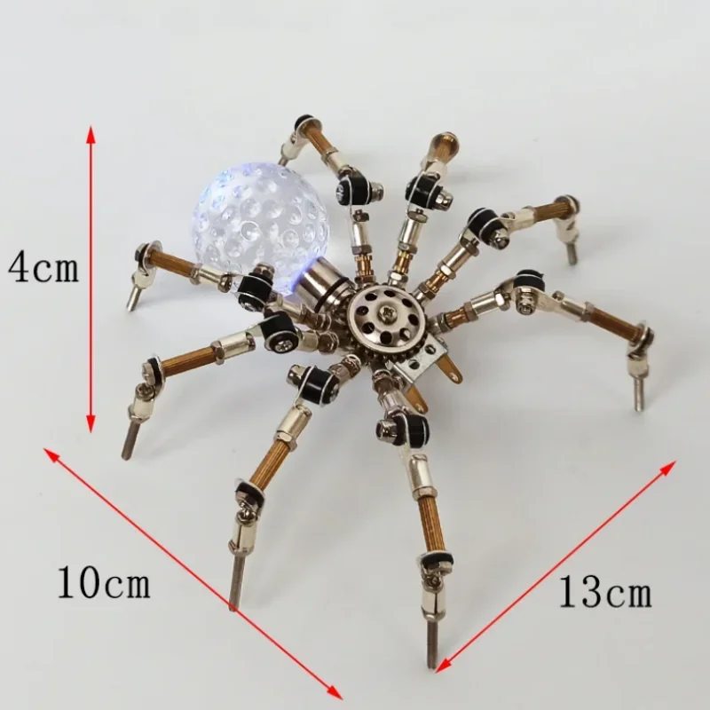 DIY Metal Luminous Spider Model Building Kit for Adults Kids 3D Puzzles Steampunk Mechanical Insects Handmade Crafts Kids Gift