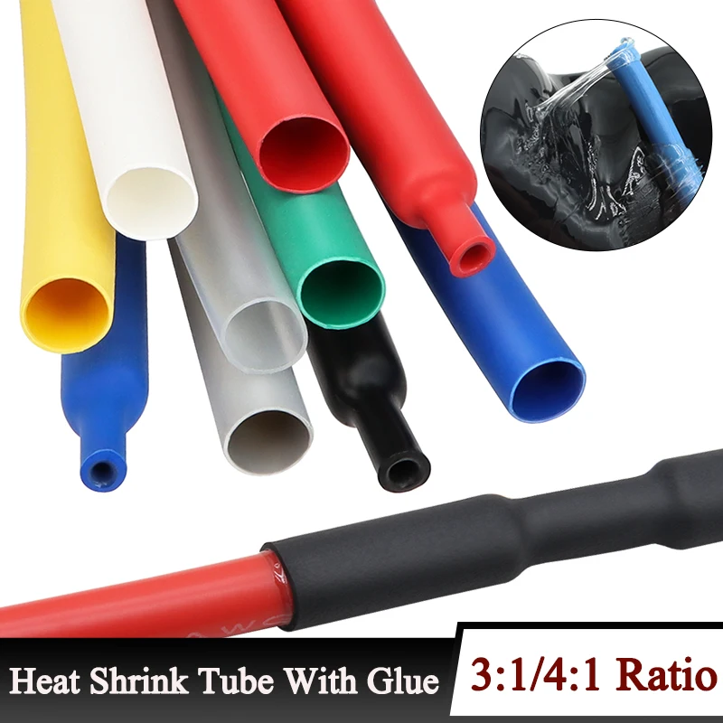 

2M 1.6mm-52mm Heat Shrink Tube 3:1/4:1 Ratio With Glue Dual Wall Adhesive Lined Polyolefin Shrinkin ﻿Wrap Cable Protect Sleeving