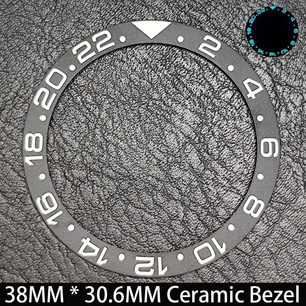 Schräge 38mm * 30,6mm Keramik/Aluminium Blau Leuchtende Lünette GMT und Taucheruhr-Einsatz Passend für 40mm Uhrengehäuse Ersatz-Uhrenteil – Detail 15