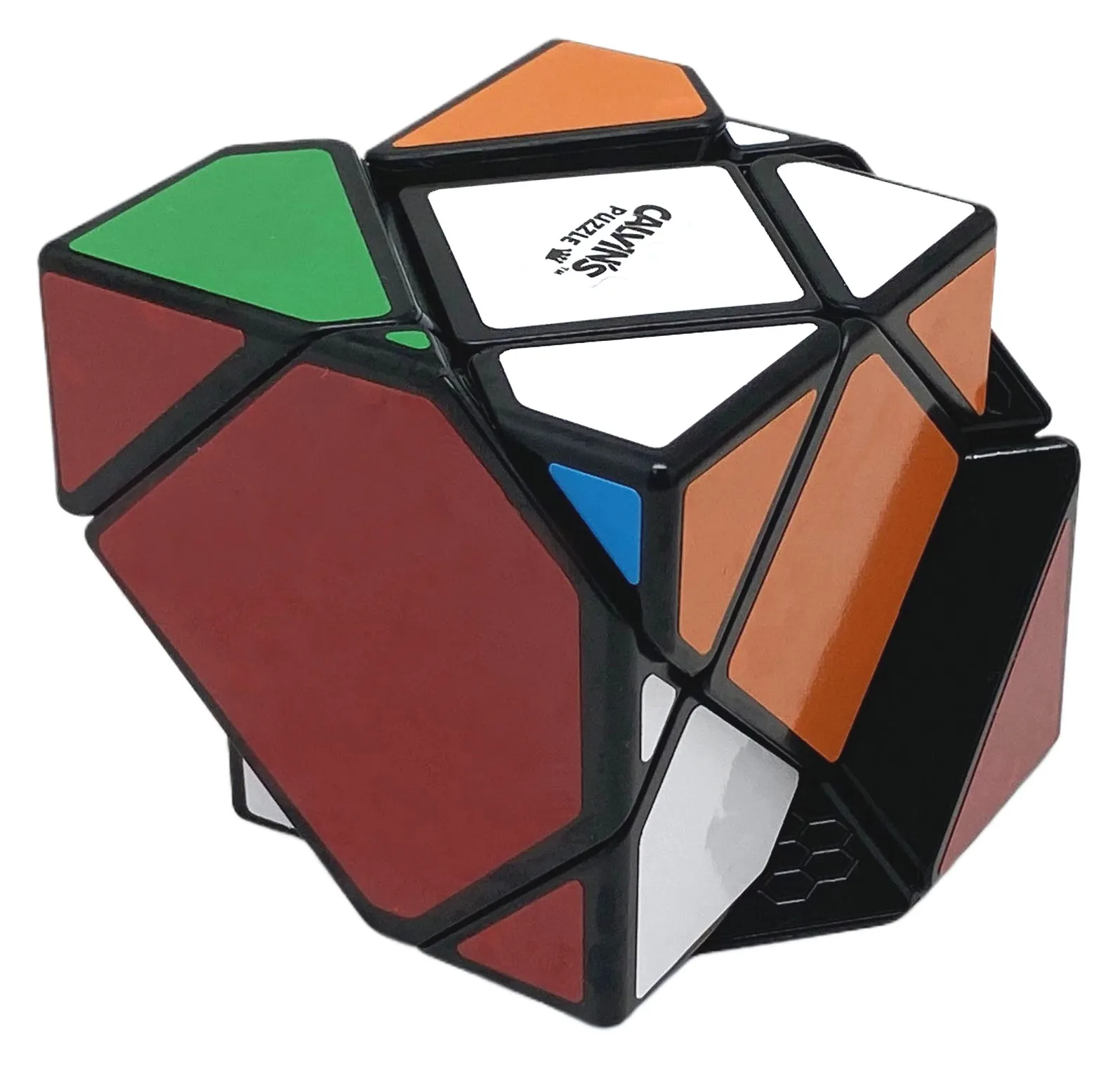Kostka Calvin Mirror Skewb Czarna, 6 Kolorów Naklejek, Nietypowa Kształt, Puzzle Bez Naklejek, Zabawki Puzzle, Prezent dla Dzieci
