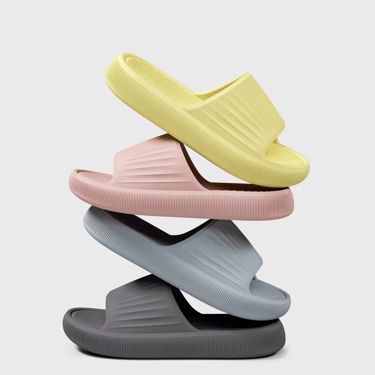 Women Summer Sandals Non-slip EVA Soft Sole Shower Shoes Men Thick Platform Slides Couple Home Concise Fashion Bathroom Slippers - view 2