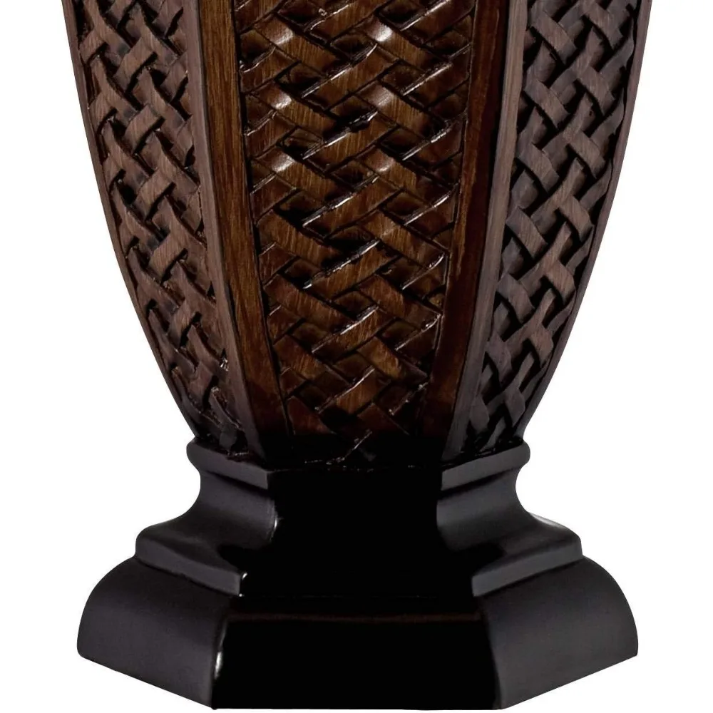 مصباح طاولة من الخيزران الطبيعي الاستوائي 29 طويل القامة بنمط بني غطاء كتان بيج لديكور غرفة المعيشة #5