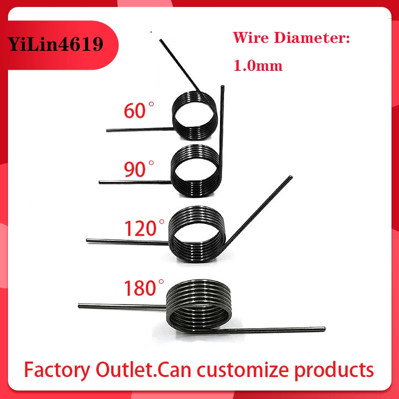 65Mn Steel Spiral V-shaped Torsion Spring Hair Clip SpringSteel Wire Diameter 1.0mm Angle 60 90 120 180 Degrees10 Pieces