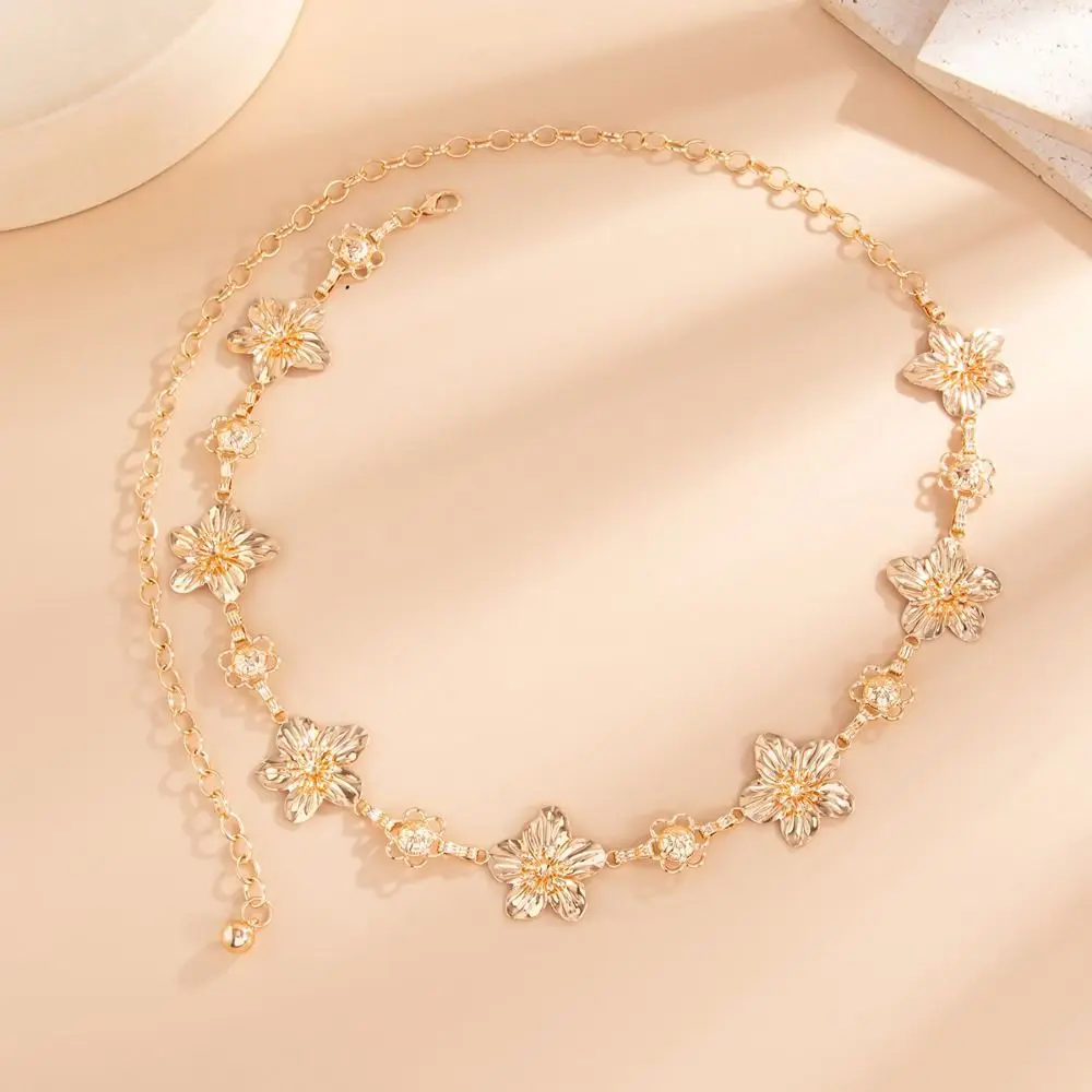 

Fashion Alloy Flower Waist Chain Irregular Adjustable Belly Chain Ethnic Style Sexy Chain Belt Women