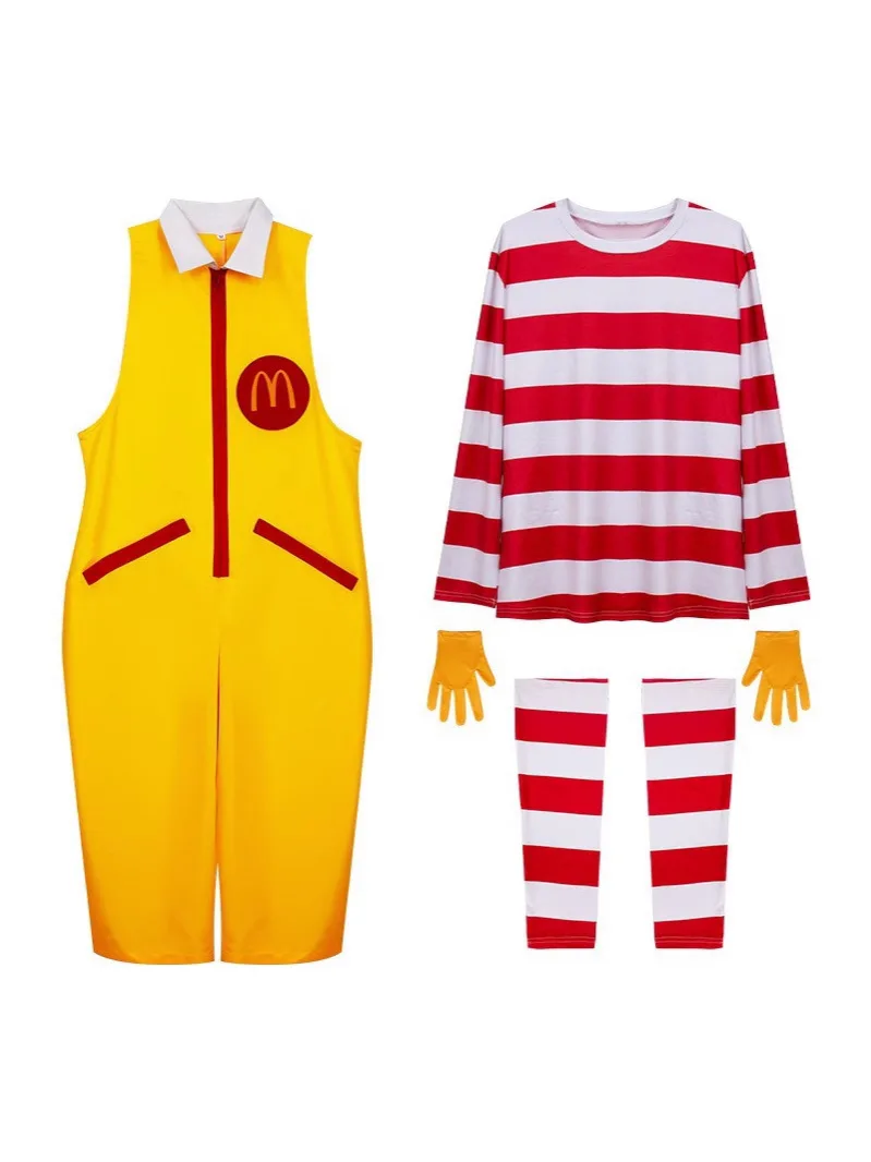 أزياء Oncle Clown التأثيرية أنيمي الوالدين والرضع مجموعات الوجبات السريعة المهرج الرقيق Vêtements pour Enfants Adulte Halloween Noël