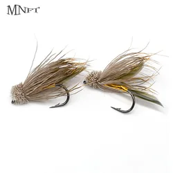 MNFT 10PCS 6# Brown Color Deer Hair Gold Body Muddler Minnow Fly Bass Fishing Lure Steamers Trout Flies