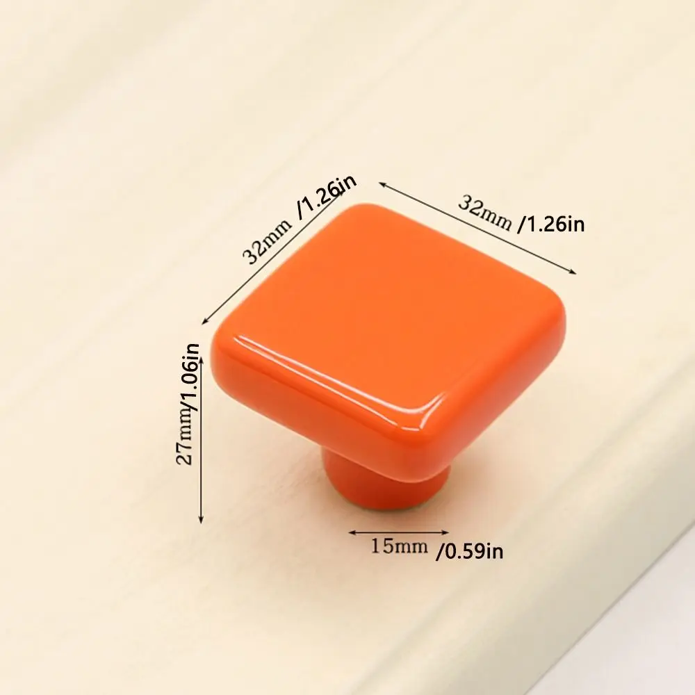 Simplicidade único furo colorido botão de cerâmica puxar alças maçaneta da porta cerâmica quadrado moderno gaveta botões crianças