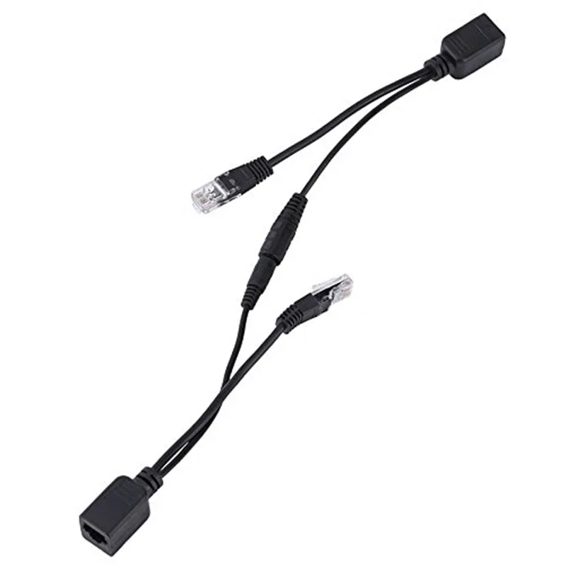 Cable adaptador divisor de inyector POE pasivo Power Over Ethernet, Kit de Cables NEGRO, módulo de fuente de alimentación de inyector RJ45, 12-48V, 1 ud.