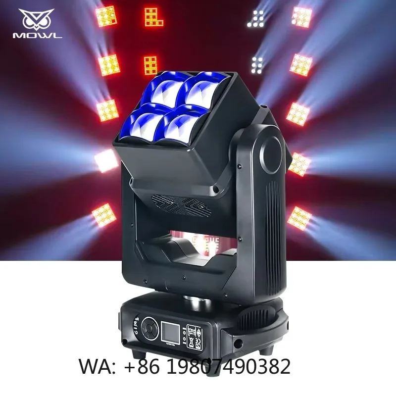 Dual Side 4x60W 400W RGBW LED Moving Head Projection Light DMX Beam Wash Strobe Effect for Bar Disco Club Stage