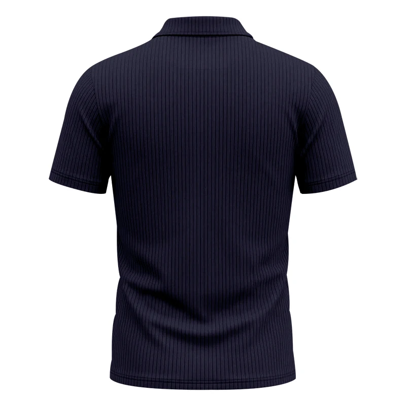 Herren 1-teiliges Gestricktes V-Ausschnitt Kurzarm Slim-Fit Atmungsaktives Eisseide Schnelltrocknendes Golf Business Casual Poloshirt – Detail 26