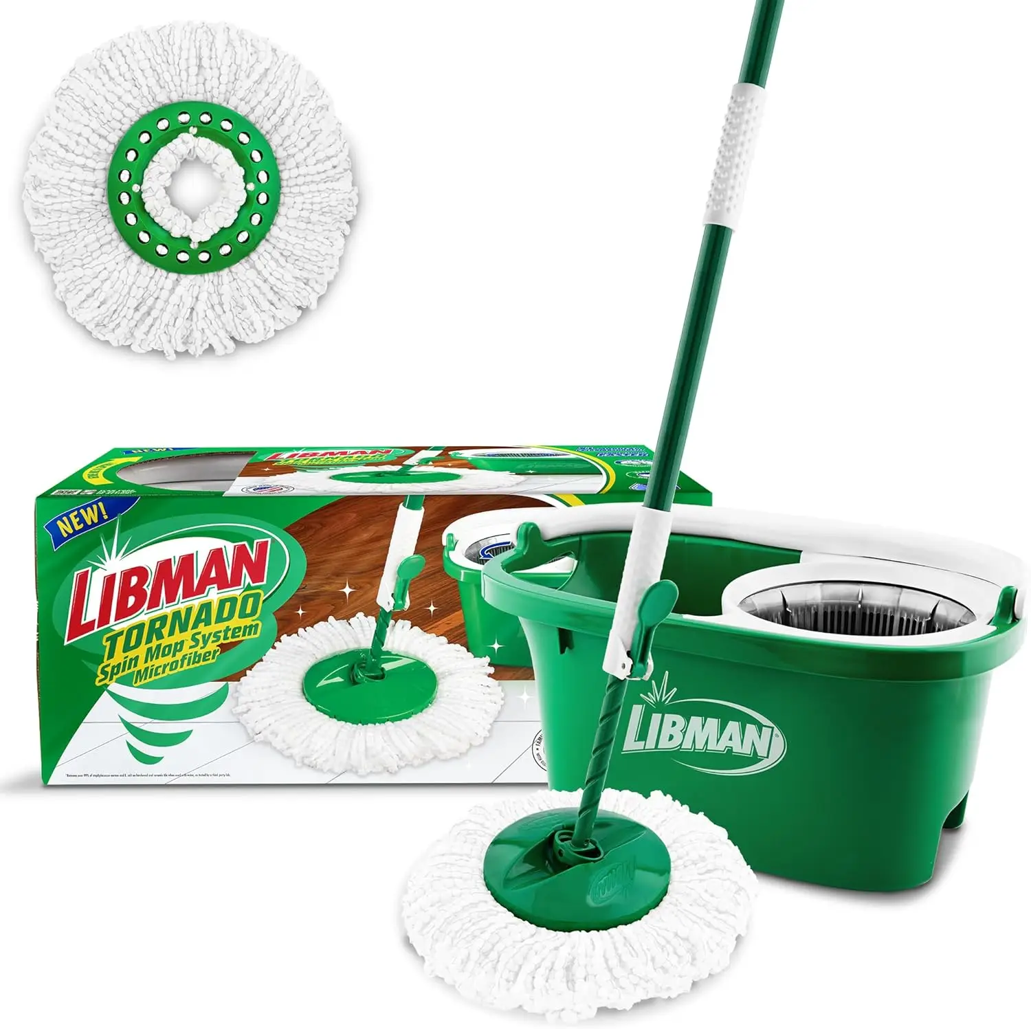 

Система для швабры Libman Tornado-Швабра и ведро с набором отжимателей для уборки пола-В комплекте 2 насадки для швабры, зеленая