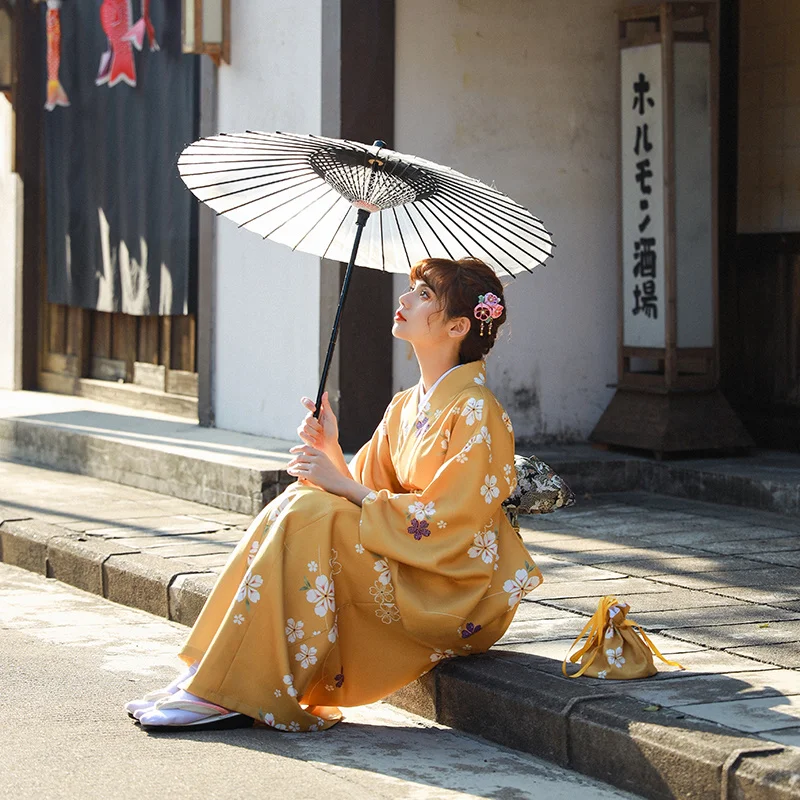 Bulan baru Kimono gaya gadis harmoni Jepang Kimono gaun Formal Jepang wanita ditingkatkan Kimono jubah mandi