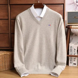 Cashmere Sweater Pullover V-Neck Men's Autumn Winter Cashmere Woollen  Warm Jumper Pull Homme Man Hombres Sweater Plus Size 5XL