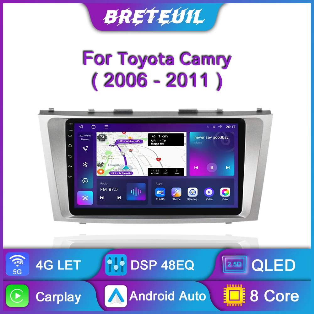 Android Car Radio for Toyota Camry 7 XV 40 50 2006 - 2011 Multimedia Video Player GPS Navigation DSP Carplay Touch Screen QLED