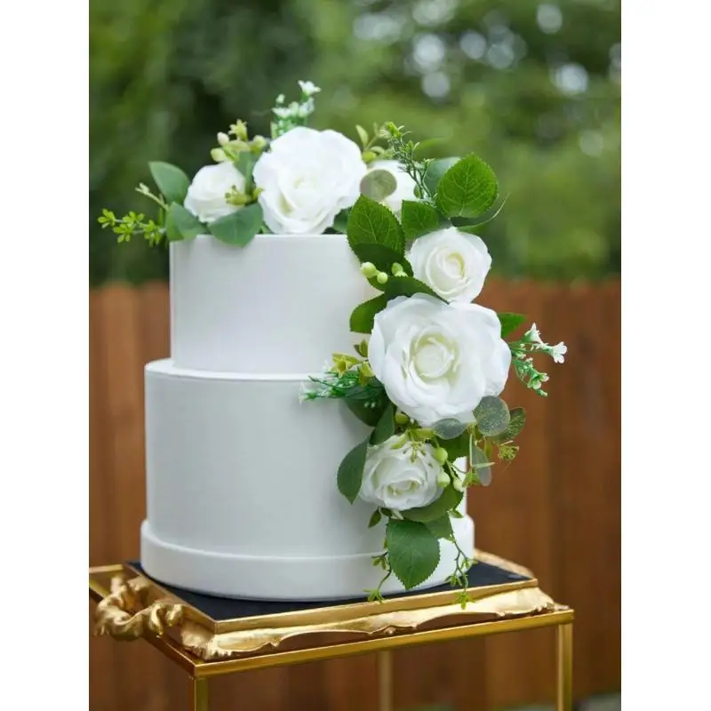 20pcs Romantic Artificial Wedding Flowers Chair Back Flower Rose Wedding Table Flowers Simulation Wedding Welcome Sign Decor